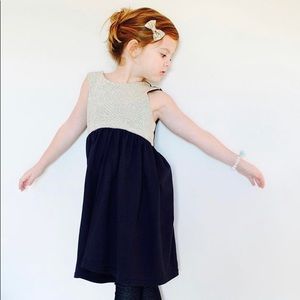 Girls sequin dress - 6/7- navy